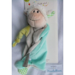 Nici - My first Nici - Schmusetuch - Schaf mit Schriftzug Unser Liebling - beige, türkis - ca. 25 cm lang