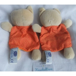 Chicco - zwei Schmusetücher - Katze orange, beige - mit Knistergeräusche - ca. 22 cm lang