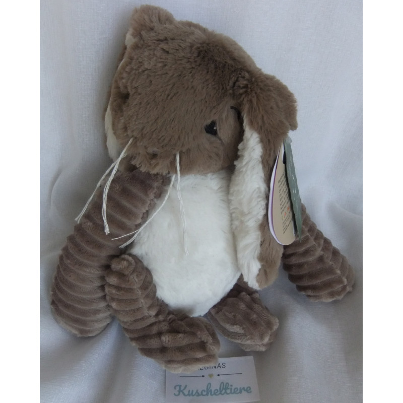 Les Deglingos - Spieltier Kuscheltier - Hase Kaninchen - braun, weiß - ca. 24 cm groß - sitzend