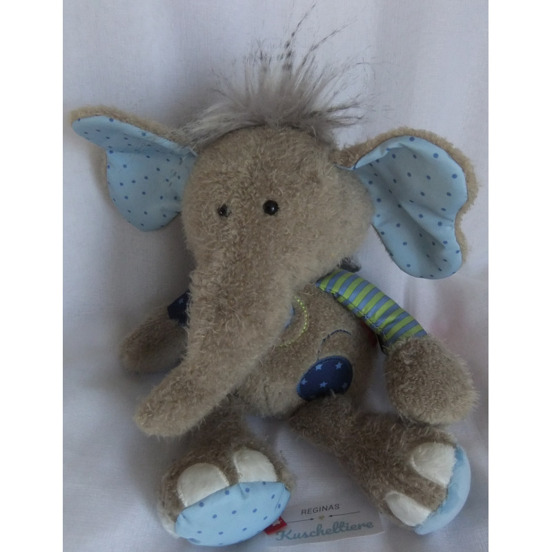 Sigikid - Plüschtier - Patchwork Sweety Elefant - grau, blau - ca. 27 cm groß - Schlenker