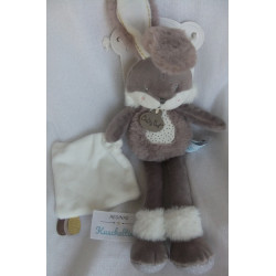 Baby Nat - Kuscheltier - Hase braungrau, weiß mit Schnuffeltuch weiß - ca. 30 cm lang