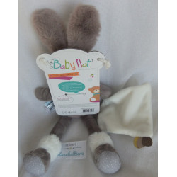 Baby Nat - Kuscheltier - Hase braungrau, weiß mit Schnuffeltuch weiß - ca. 30 cm lang