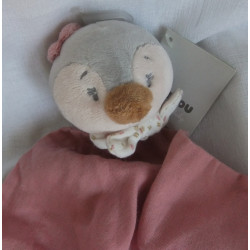 Nattou - Schmusetuch - Muslin - Pinguin Sasha - rosa, grau - ca. 46 cm lang