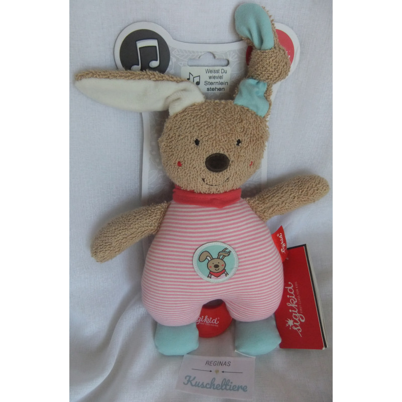Sigikid - Spieluhr - Frottee/Stoff - Hase DubbiDuu mit Halstuch - Melodie: Weißt du wieviel Sternlein.. - ca. 26 cm groß