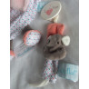 Baby Nat - Schmusetuch und Schnullerclip - Nilpferd Zoe - rosa, buntes Blumenmuster - ca. 25 cm lang - Schlenkerbeinchen