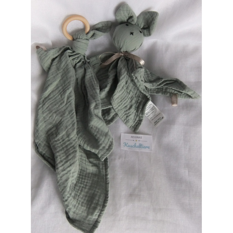 Babymajawelt - Schmusetuchset - Musselin - Hase - graugrün