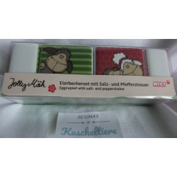 Nici - Jolly Mäh Eierbecherset mit Salz- und Pfefferstreuer - ca. 16,5 cm lang und ca. 5 cm hoch