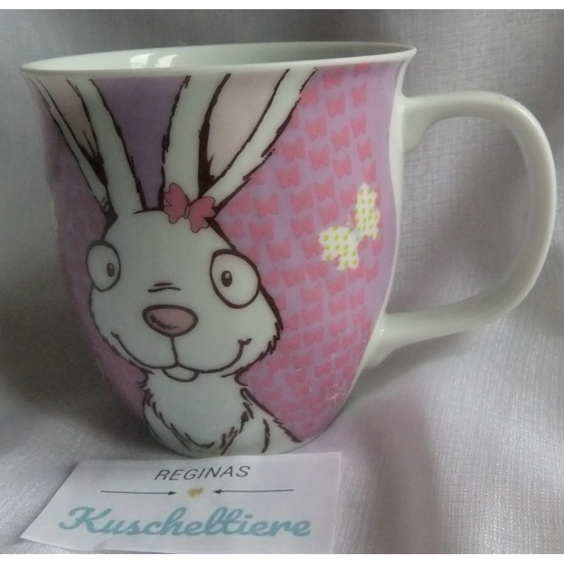 Nici - Tasse Becher - Porzellan - Spring Hase - weiß, rosa - ca. 10 cm hoch und ca. 9,5 cm Durchmesser