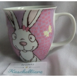 Nici - Tasse Becher - Porzellan - Spring Hase - weiß, rosa - ca. 10 cm hoch und ca. 9,5 cm Durchmesser