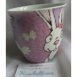 Nici - Tasse Becher - Porzellan - Spring Hase - weiß, rosa - ca. 10 cm hoch und ca. 9,5 cm Durchmesser