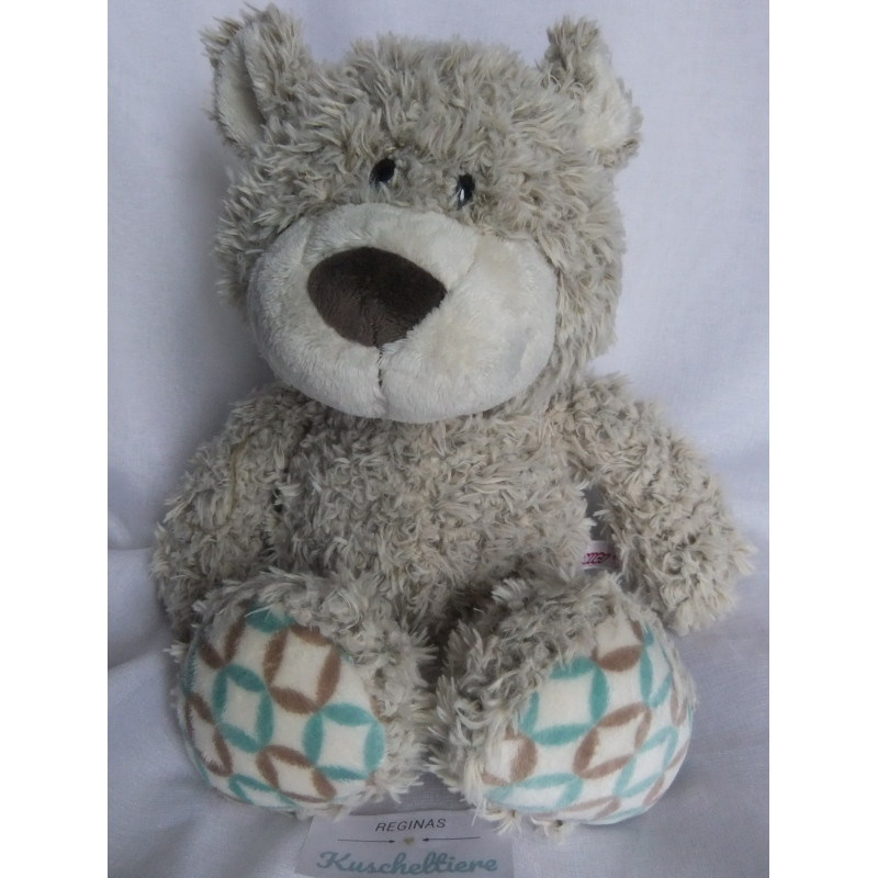 Nici - Plüschtier - Classic Bear Bär - grau mit Rautenmuster Fußsohlen - ca. 35 cm groß - Schlenker