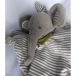 Sterntaler - Schmusetuch - Elefant Eddy grau-weiß gestreift mit Halstuch in oliv - klein - ca. 18 cm lang