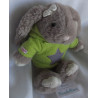 Müller Plüschtier Hase grau, beige mit Nici Kapuzenpullover grün mit grauem Stern - ca. 27 cm groß - Schlenker