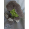 Müller Plüschtier Hase grau, beige mit Nici Kapuzenpullover grün mit grauem Stern - ca. 27 cm groß - Schlenker