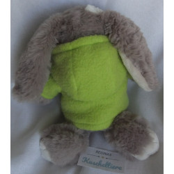 Müller Plüschtier Hase grau, beige mit Nici Kapuzenpullover grün mit grauem Stern - ca. 27 cm groß - Schlenker