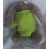 Müller Plüschtier Hase grau, beige mit Nici Kapuzenpullover grün mit grauem Stern - ca. 27 cm groß - Schlenker