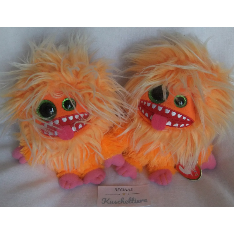 Ty - zwei Plüschtiere - Frizzys - Monster Plopsy - orange - ca. 20 cm groß