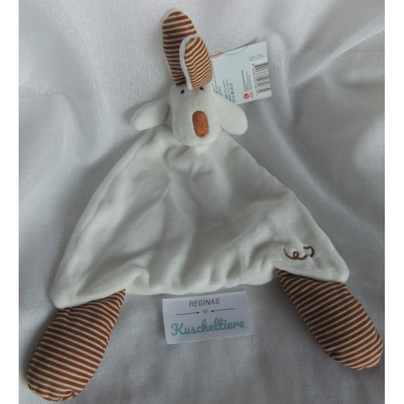 Kruidvat - Schmusetuch - Hase - weiß, braun-beige Streifen - ca. 28 cm lang