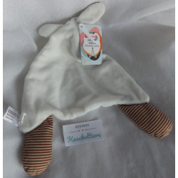 Kruidvat - Schmusetuch - Hase - weiß, braun-beige Streifen - ca. 28 cm lang