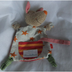 Sigikid - Schmusetuch - Frottee/Stoff - Känguru Honey Stripes mit Motiv Sternchen und Schnullerband- ca. 27 cm lang