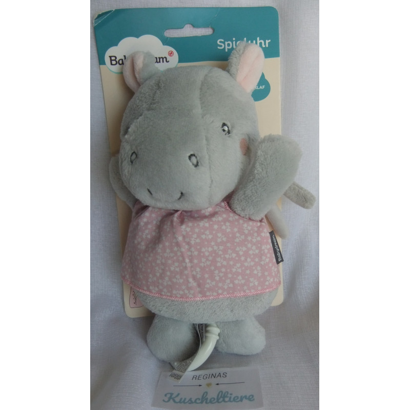 Babydream - Spieluhr Nilpferd mit Kleidchen - Melodie: Schlaf Kindlein schlaf - ca. 20 cm groß - Schlenker