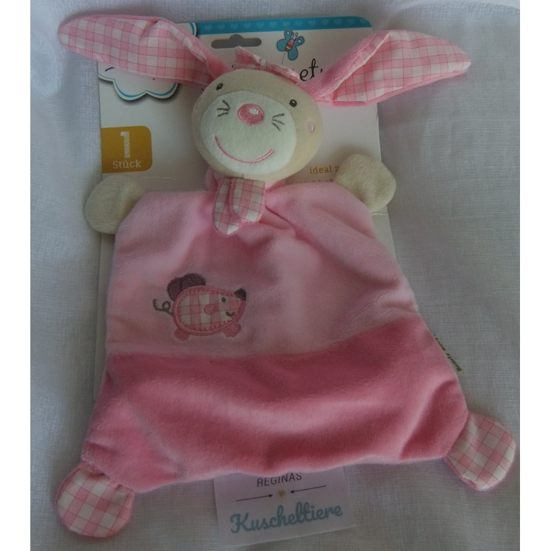 Beauty Baby - Schmusetuch - Hase mit Schleife - rosa - mit Rasselgeräusch - ca. 25 cm lang