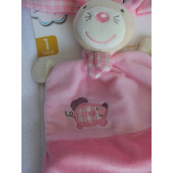 Beauty Baby - Schmusetuch - Hase mit Schleife - rosa - mit Rasselgeräusch - ca. 25 cm lang