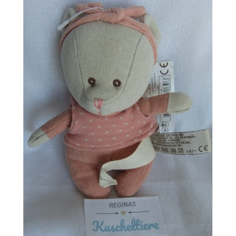 Bukowski Design - Natural - Stofftier - Spieltier - Bär Louise grau, rosa - ca. 16 cm groß