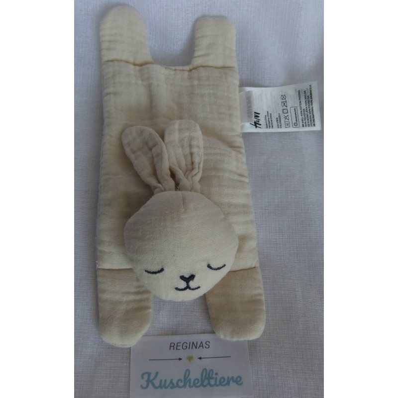 H&M - Kuscheltuch Schmusetuch - Musselin - Hase - creme - ca. 22 cm lang