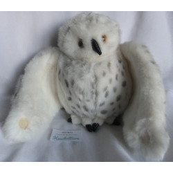 Folkmanis - Handpuppe - Schneeeule Snowy Owl - weiß mit hellgrauen Punkten - mit drehbarem Kopf - ca. 25 cm groß