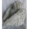 Folkmanis - Handpuppe - Schneeeule Snowy Owl - weiß mit hellgrauen Punkten - mit drehbarem Kopf - ca. 25 cm groß