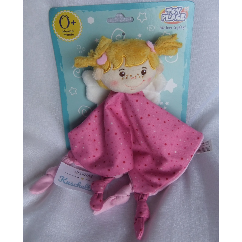 Toy Place - Müller - Schmusetuch - Engel - rosa, weiß, dunkelrosa Sternchen - ca. 20 cm lang