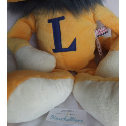 Sigikid -  Duden - Handpuppe - Löwe Lucky - gelb, weiß mit blauer Mähne - ca. 50 cm lang - Schlenker