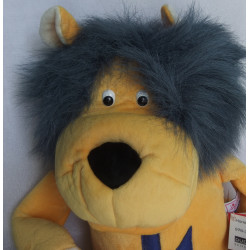 Sigikid -  Duden - Handpuppe - Löwe Lucky - gelb, weiß mit blauer Mähne - ca. 50 cm lang - Schlenker