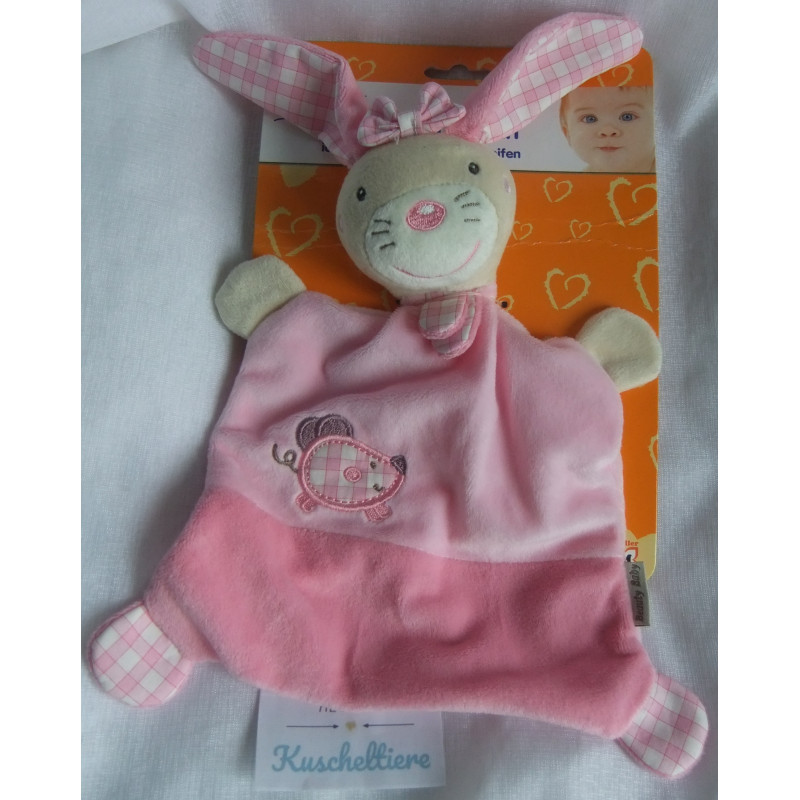 Beauty Baby - Schmusetuch - Hase mit Schleife - rosa - mit Rasselgeräusch - ca. 25 cm lang