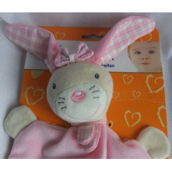 Beauty Baby - Schmusetuch - Hase mit Schleife - rosa - mit Rasselgeräusch - ca. 25 cm lang