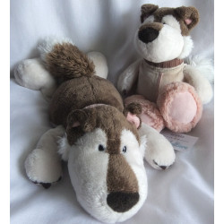 Nici - zwei Plüschtiere - Hund - Husky Jill - in liegend ca. 35 cm groß und Schlenker ca. 25 cm groß