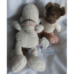Nici - zwei Plüschtiere - Hund - Husky Jill - in liegend ca. 35 cm groß und Schlenker ca. 25 cm groß