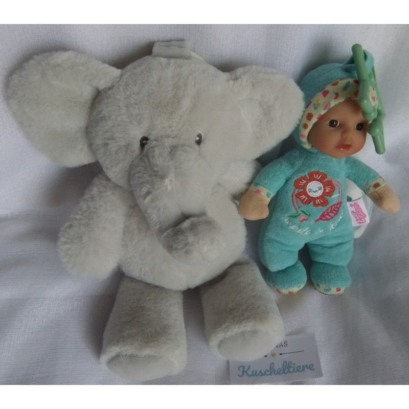 Plüschtier Kell Toys Elefant mit Knister-Rasselgeräusch und Zapf Creation Baby Born Engel mit Rasselgeräusch