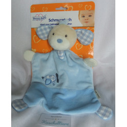 Beauty Baby - Schmusetuch - Hund mit Applikation Flugzeug - hellblau - mit Rasselgeräusch - ca. 25 cm lang