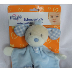 Beauty Baby - Schmusetuch - Hund mit Applikation Flugzeug - hellblau - mit Rasselgeräusch - ca. 25 cm lang