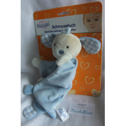 Beauty Baby - Schmusetuch - Hund mit Applikation Flugzeug - hellblau - mit Rasselgeräusch - ca. 25 cm lang