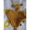 Fehn - DM - Schmusetuch - Dino mit kleiner Stickerei - gelb, senffarben - ca. 27 cm lang