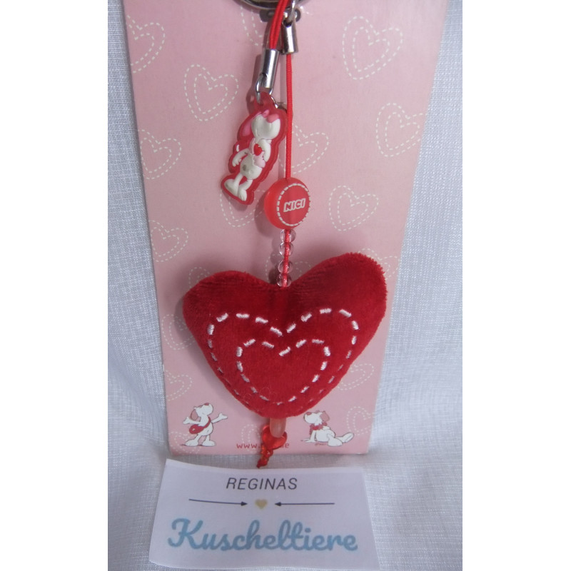 Nici - Schlüsselanhänger - Love Dog Plüschherz, Kunststoffperlen und kleiner Hund (Kunststoff)