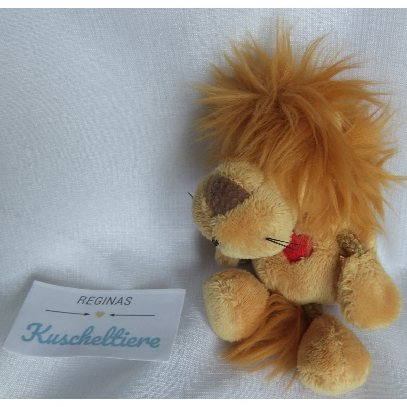 Nici - Schlüsselanhänger / Karabinerhaken - Löwe braun mit Herzchenapplikation rot - ca. 12 cm groß - Schlenker