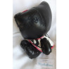 Sanrio Co.  Hello Kitty Mac Cosmetics - Katze aus Kunstleder mit einem gestreiften Lackkleid - ca. 21 cm groß - sitzend