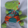 Fehn - Schmusetuch - Krokodil - grün, orange, bunte Motive - mit Beißecke -  ca. 23 cm lang