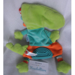 Fehn - Schmusetuch - Krokodil - grün, orange, bunte Motive - mit Beißecke -  ca. 23 cm lang