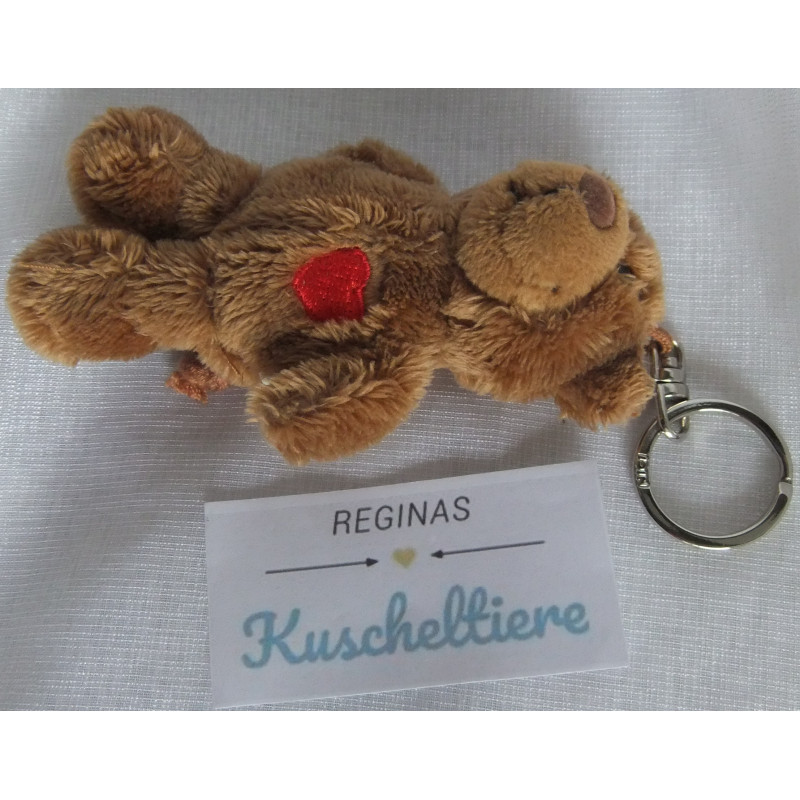 Nici - Schlüsselanhänger - Bär Valentin braun mit kleiner roter Herzapplikation - ca. 10 cm groß - Schlenker