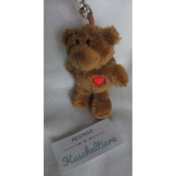 Nici - Schlüsselanhänger - Bär Valentin braun mit kleiner roter Herzapplikation - ca. 10 cm  groß - Schlenker